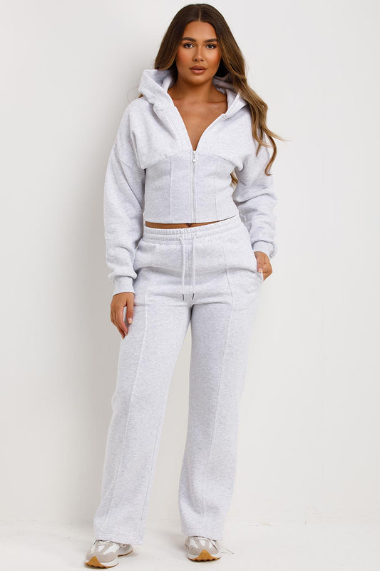 Grey Corset Tracksuit Co Ord Set