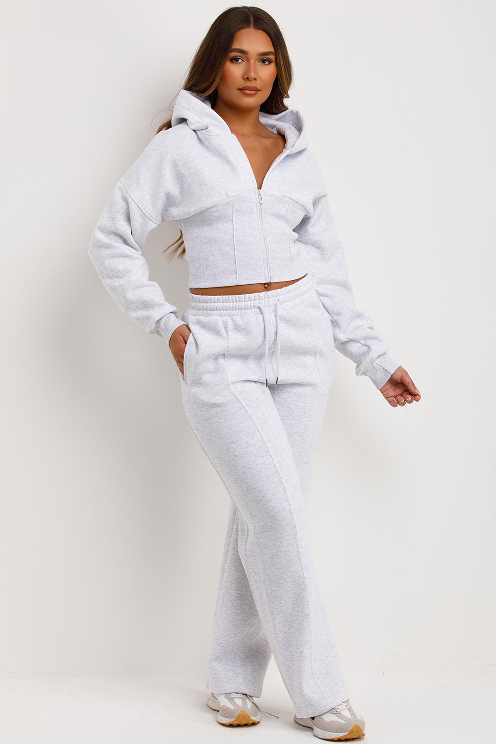 Grey Corset Tracksuit Co Ord Set