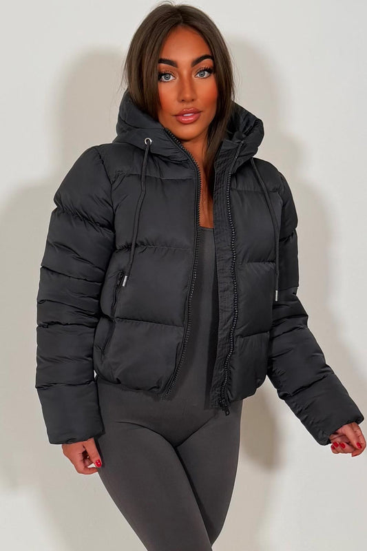 Hooded Puffer Jacket Charcoal Grey